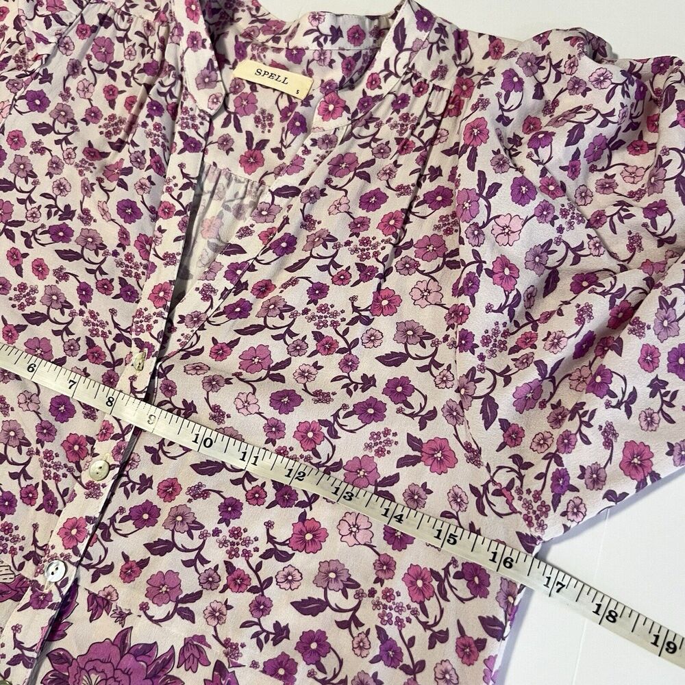 Spell Mossy Button Through Floral Gown Duster Maxi Dress Lilac Sz S - Picture 13 of 13